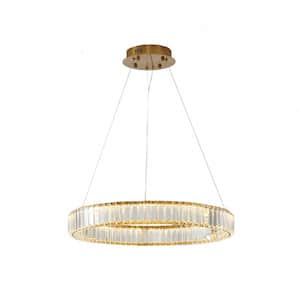Rezm 1-Light Dimmable Integrated LED Gold No Decorative Accents Tier Circle Chandelier for Dining Room