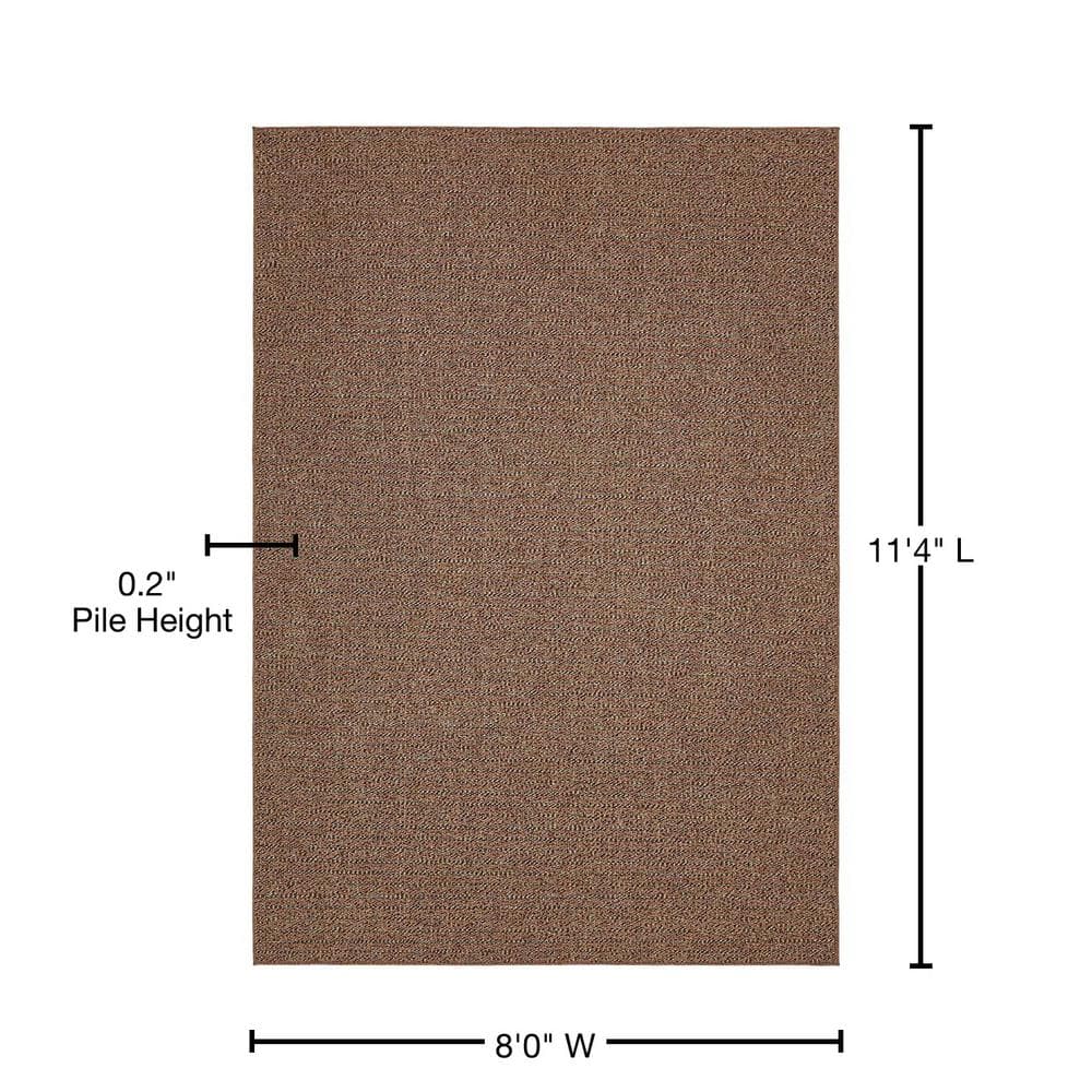 Easy-Care Washable Brown Stripe Synthetic Outdoor Rug 8' x 11'4"