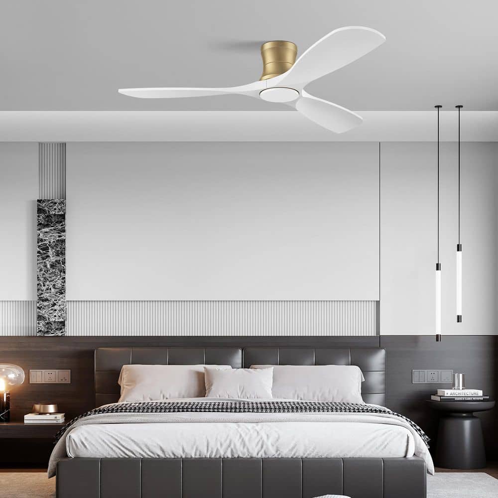 52 in. Wood Outdoor Indoor Gold Standard Flush Mount Ceiling Fans with Lights and Remote, Quiet DC Motor, Dimmable price history on PriceWatchPro