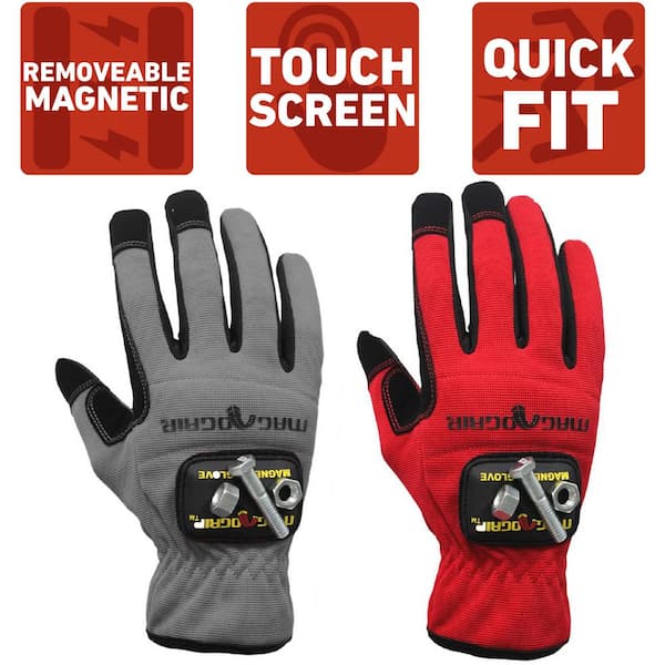 MagnoGrip Large High Dexterity Gloves with 1-Removable Magnet (2-Pair)