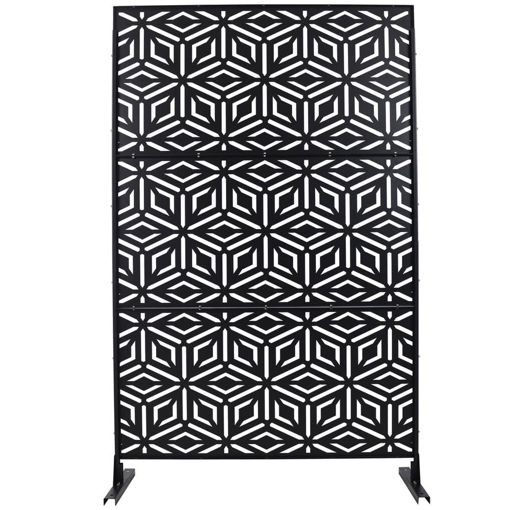 6.3 ft. x 4 ft. Black Steel Freestanding Flat Flat Top Decorative Privacy Screen Metal Fence Panel price history on PriceWatchPro