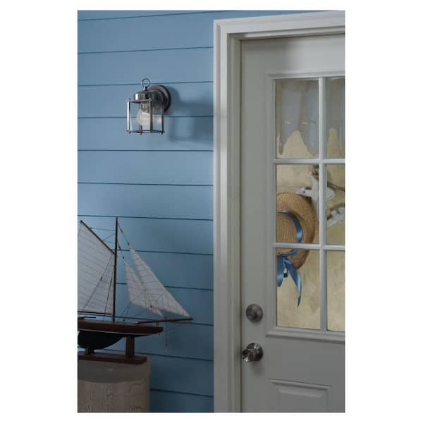 New Castle 1-Light Antique Brushed Nickel Outdoor Wall Lantern Sconce
