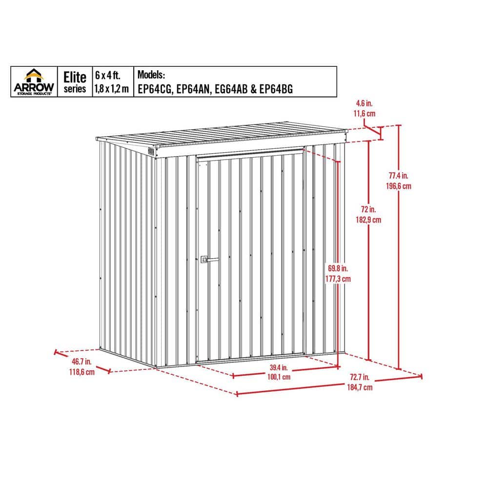 Elite 6 ft. x 4 ft. Blue Grey Metal Storage Shed