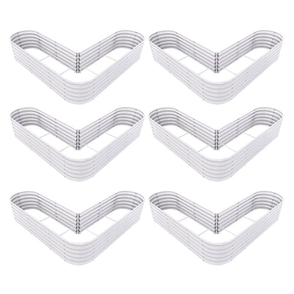 81 in. 6-Pack White Metal Galvanized Raised Garden Beds Outdoor for Planting Vegetables Flowers Herb