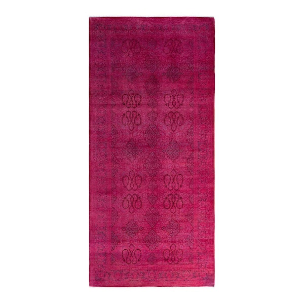 Overdyed Pink 5 ft. x 11 ft. Solid Wool Indoor Runner Rug