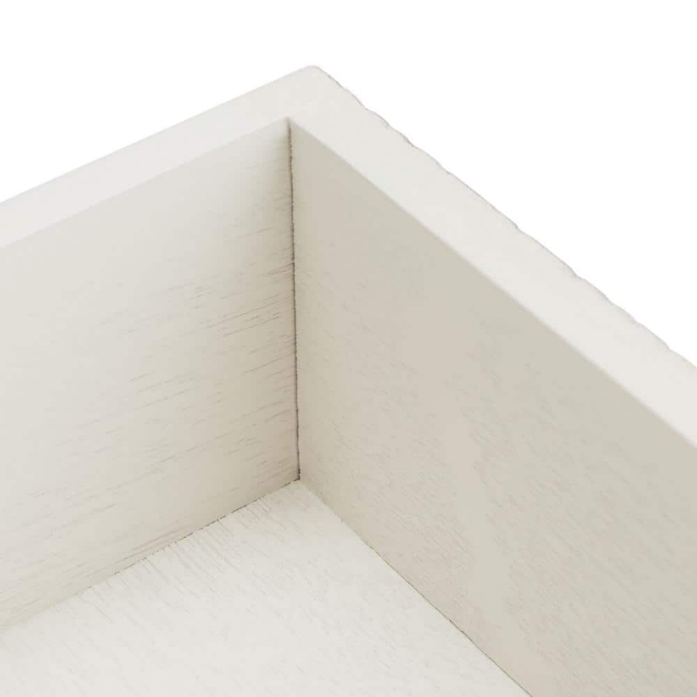 Halton Distressed White Wood Accent Table with Textured Drawer