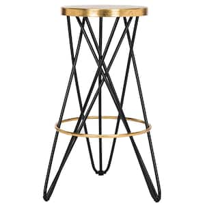 Lorna 30 in. Black and Gold Bar Stool