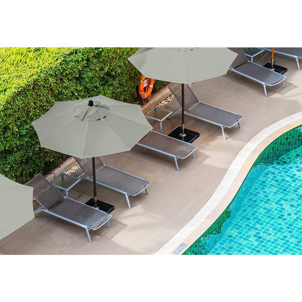 Gray 9FT UV-Resistant Polyester Patio Umbrella Canopy