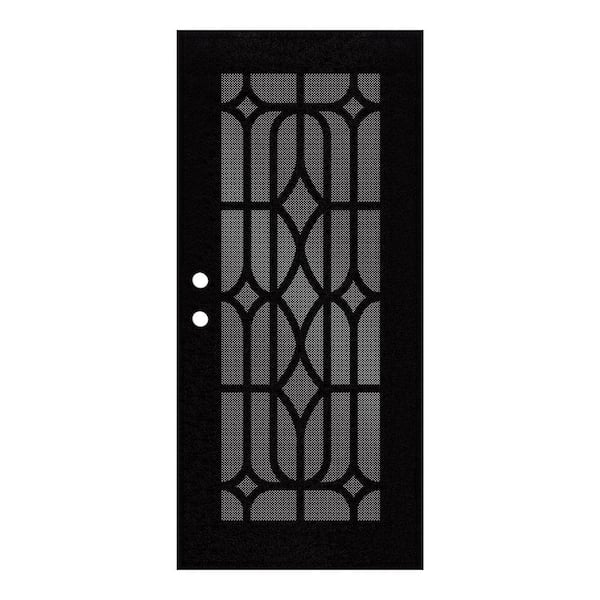 Unique Home Designs 36 in. x 80 in. Essex Black Left-Hand Surface Mount Security Door with Black Perforated Metal Screen