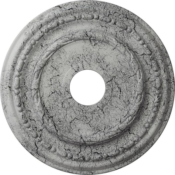 Ekena Millwork 1-1/4 in. x 17-7/8 in. x 17-7/8 in. Polyurethane Dublin Ceiling Medallion, Ultra Pure White Crackle