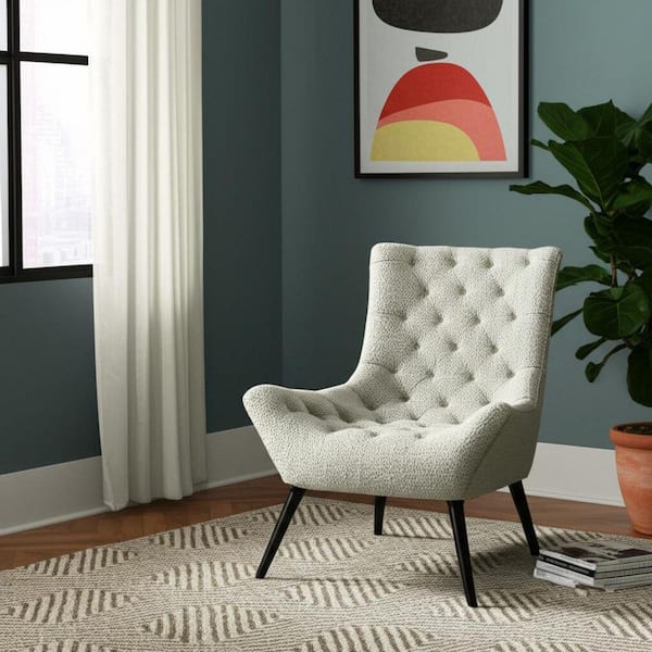 Textured Sheepskin Wood Club Chair