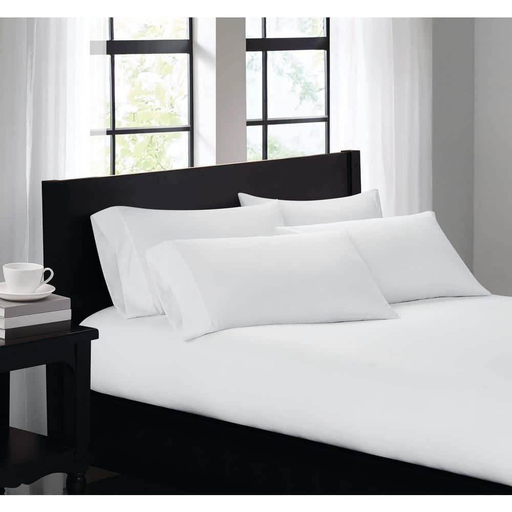 Truly Soft White Polyester King Pillowcases, 4-Pack