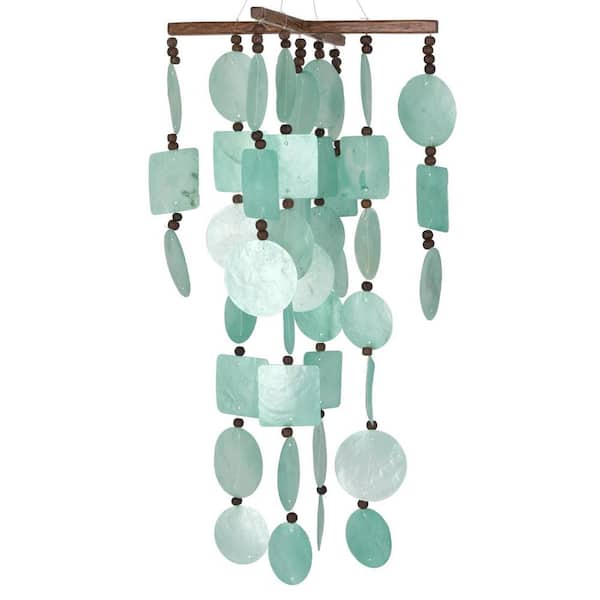 WOODSTOCK CHIMES Asli Arts Collection, Aqua Capiz Chime, 22 in. Wind Chime C160