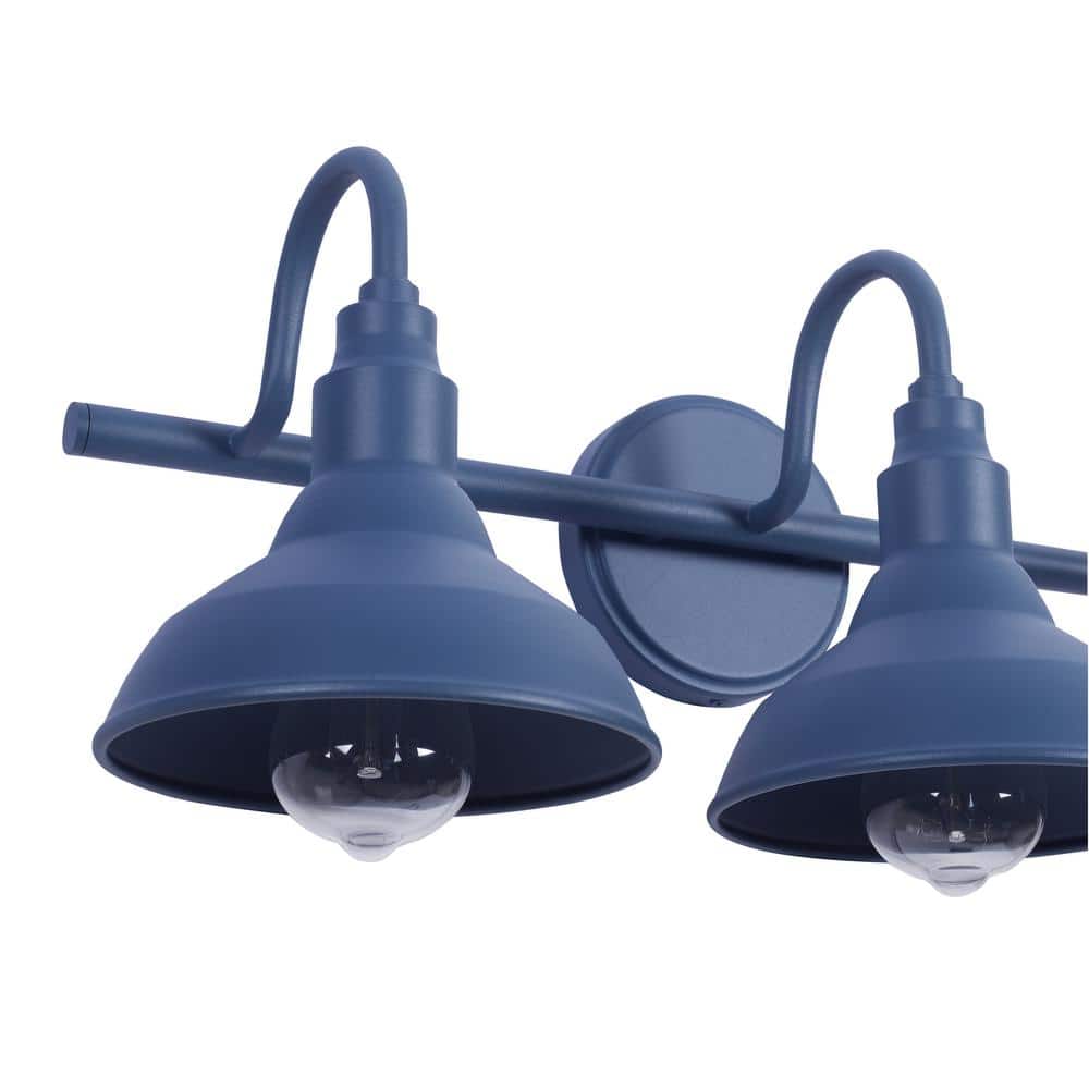 Blue Metal 3-Light Farmhouse Bathroom Vanity Fixture