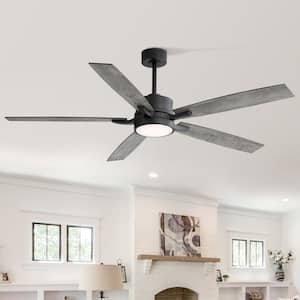 Fury 65 in. Indoor Integrated LED Matte Black Ceiling Fan with Remote and Light Included