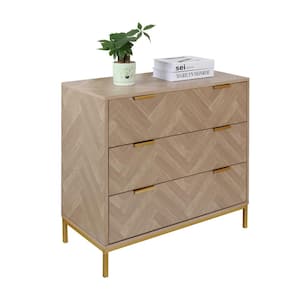Modern 3-Drawer Natural Oak Chest Dresser Mid Century Organizer Bedroom Furniture 31.5 in. W x 15.75 in. D x 29.53 in. H