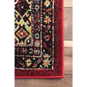 Transitional Medieval Randy Red 10 ft. x 14 ft. Indoor/Outdoor Area Rug