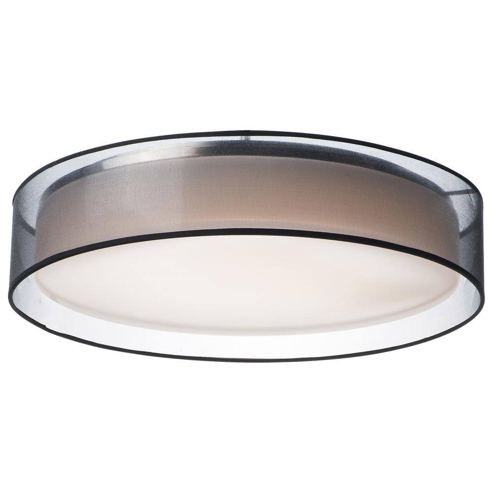 Black Organza LED Drum Flush Mount Ceiling Light