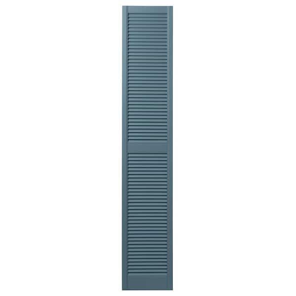 Ply Gem 15 in. x 71 in. Open Louvered Polypropylene Shutters Pair in Coastal Blue