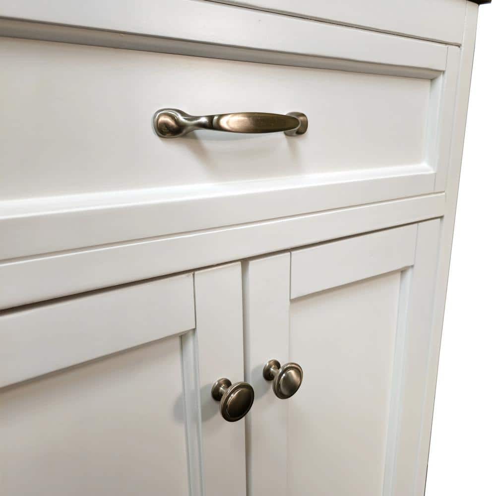 24" White Solid Wood Bathroom Vanity with Carrara Marble Top