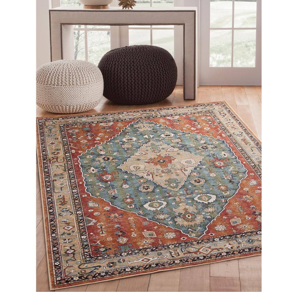 Sonoma Jewels Aqua 5 Ft X 8 Ft Area Rug 7068 5x8 The Home Depot
