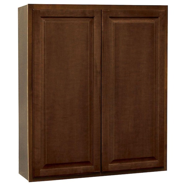 Hampton Bay Hampton 36 in. W x 12 in. D x 42 in. H Assembled Wall Kitchen Cabinet in Cognac