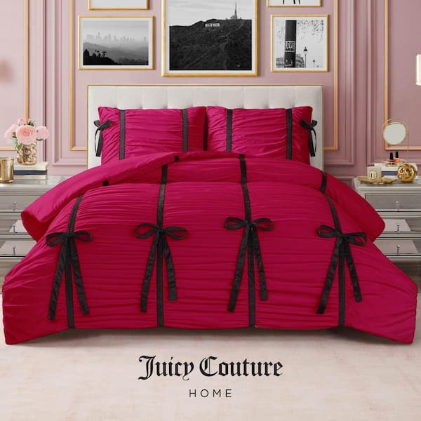 JUICY COUTURE Amelie Bows 3-Piece Hot Pink Novelty Microfiber Full