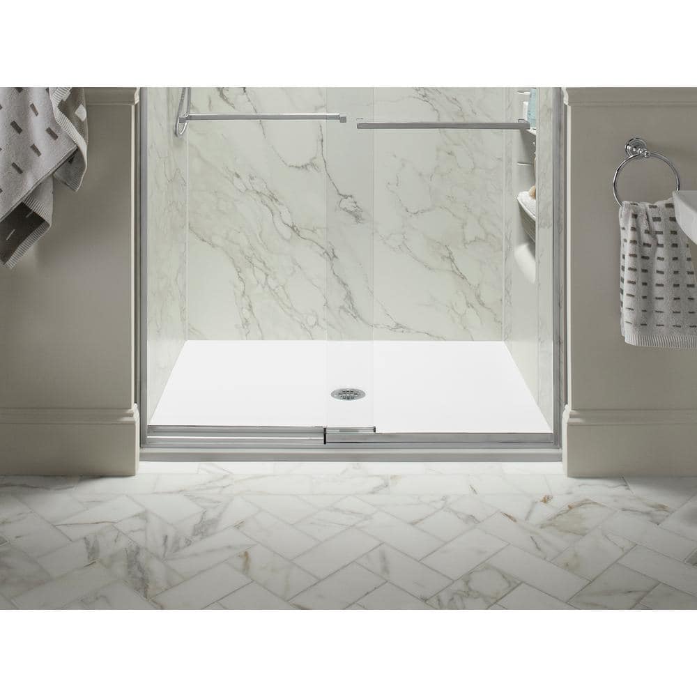 Ballast White Resin Concrete 48" x 36" Shower Base with Center Drain