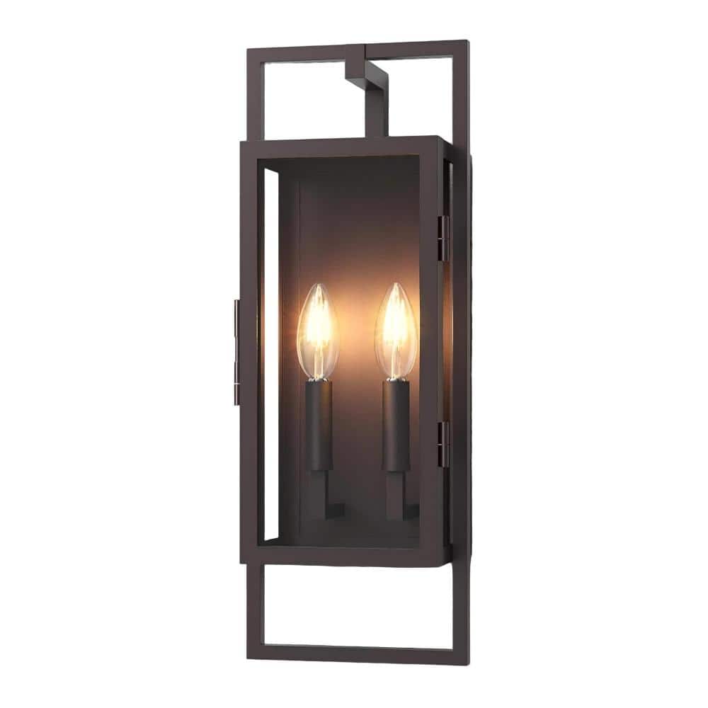 21.5 in 2-Light Modern Dusk to Dawn Outdoor Wall Light in Oil Rubbed Bronze with Clear Glass Shade,Waterproof Sconce price history on PriceWatchPro