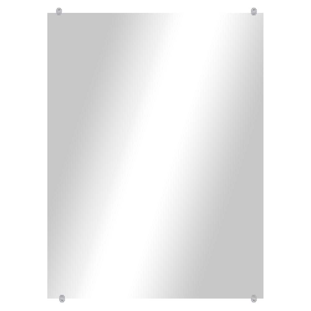 Modern Rustic (50in. W x 25in. H) Frameless Rectangular Wall Mirror with Clear Clips FFS-25/50 ...
