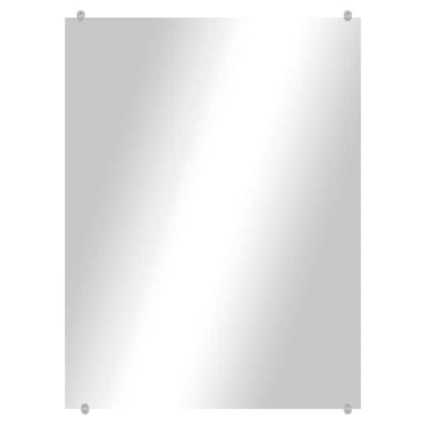 Unbranded Modern Rustic (24in. W x 30in. H) Frameless Rectangular Beveled Wall Mirror with Clear Clips