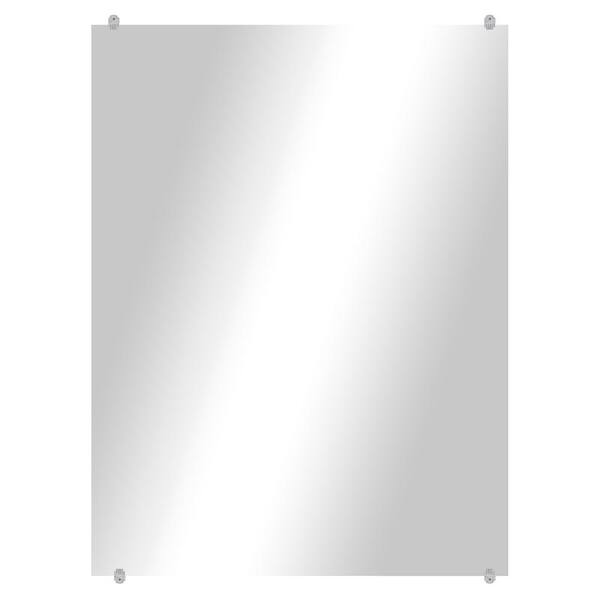 Unbranded Modern Rustic (56in. W x 26in. H) Frameless Rectangular Wall Mirror with Clear Clips