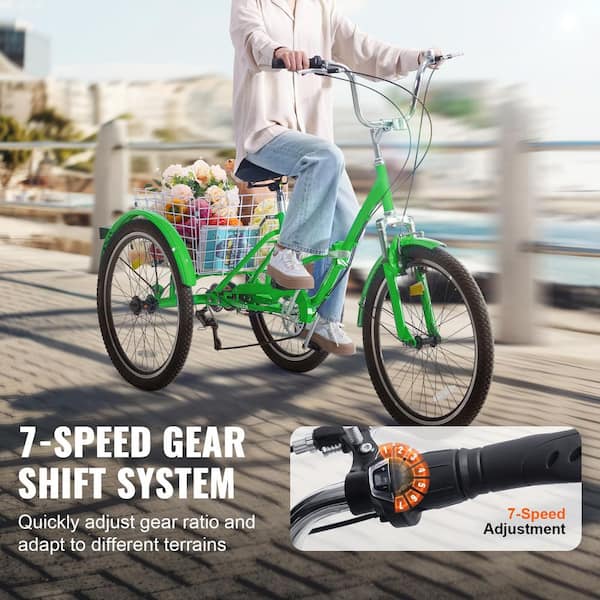 SKYSHALO Folding Adult Tricycle, Carbon Steel 3 Wheel Cruiser Bike