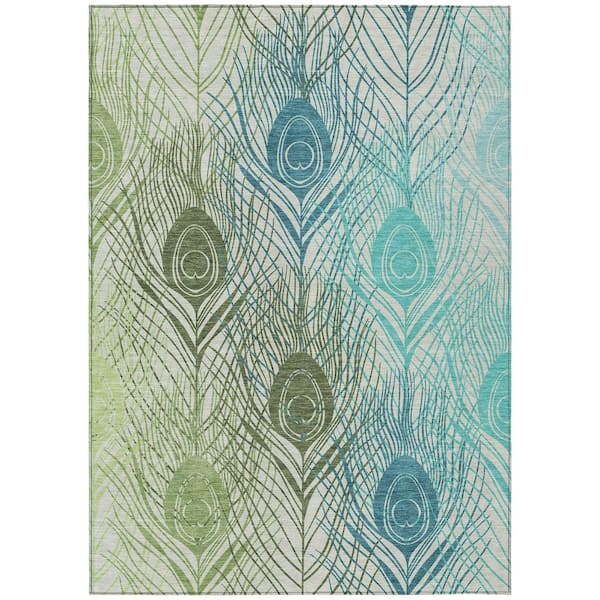 Chantille Machine Washable Indoor/Outdoor Abstract ACN2273 Aloe 9 ft. x 12 ft. Area Rug
