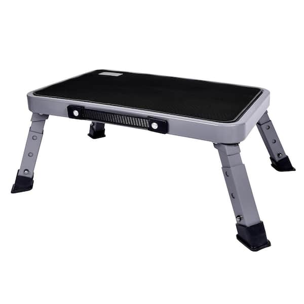 9 in. H, Reach 1-Step Metal 350 lb. Load Capacity 3 Levels Adjustable Folding Step Stool for Adults and Seniors