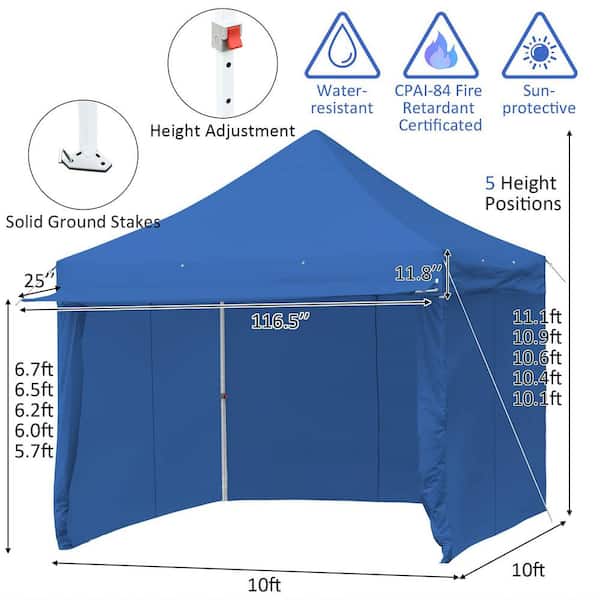 Alpulon 10 ft. x 10 ft. Blue Canopy Pop Up Tent with Removable