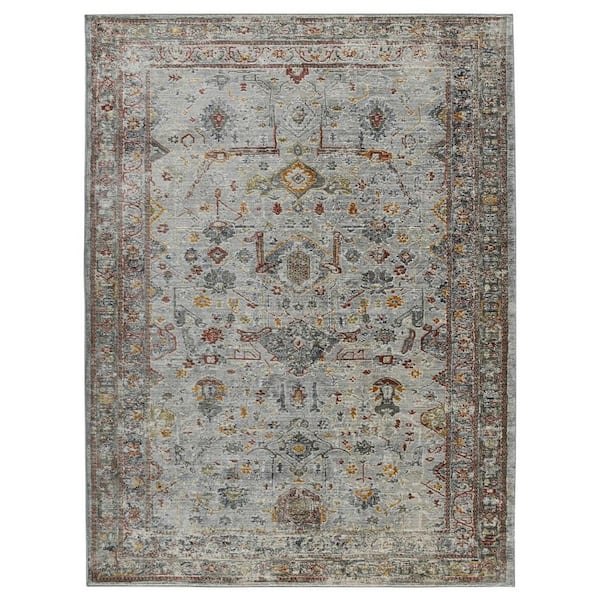2 ft. x 3 ft. Gray Rust and Brown Medallion Area Rug