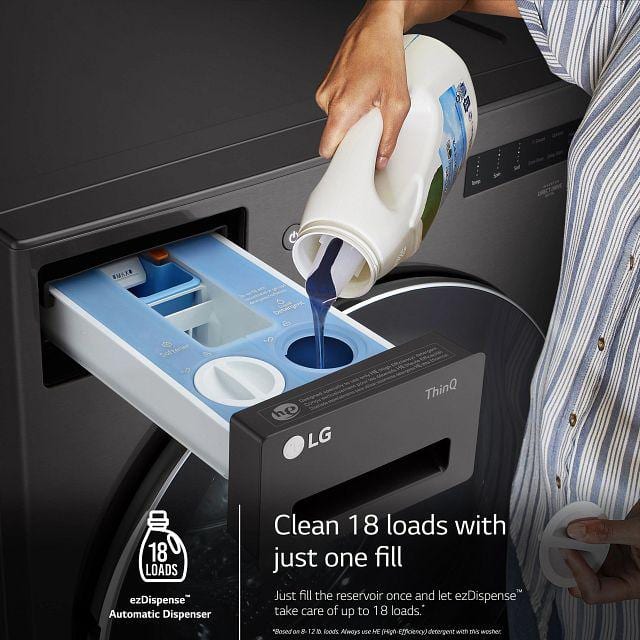 LG 5.0 cu. ft. Black Steel Smart Front Load Washer with Steam Setting