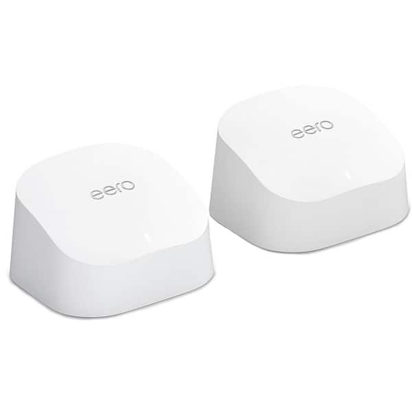 EERO 6 Dual-Band Mesh Wi-Fi 6 Router, with Built-in Zigbee Smart Home Hub (1 Router Plus 1 Extender) White