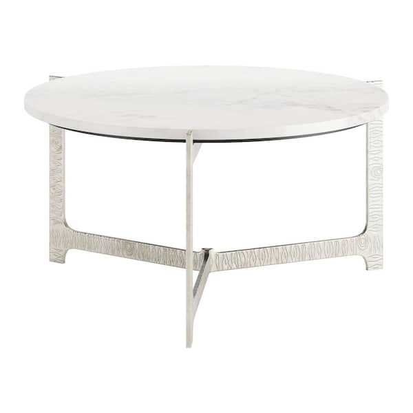 ZUO Barmas Collection 29.5 in. Silver Round Marble Coffee Table