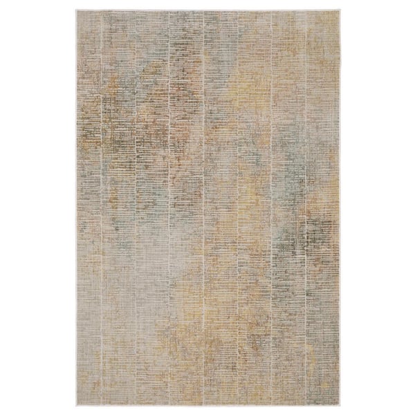 Muse Beige/Multi Doormat 3 ft. x 5 ft. Abstract Stripe Distressed Polyester/Polypropylene Blend Indoor Area Rug