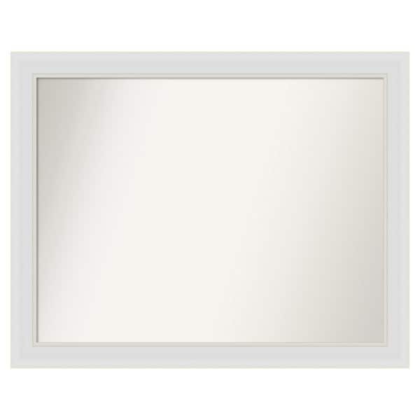 Amanti Art Flair Soft White Narrow 34 in. x 27 in. Custom Non-Beveled Satin Recycled Polystyrene Bathroom Vanity Wall Mirror