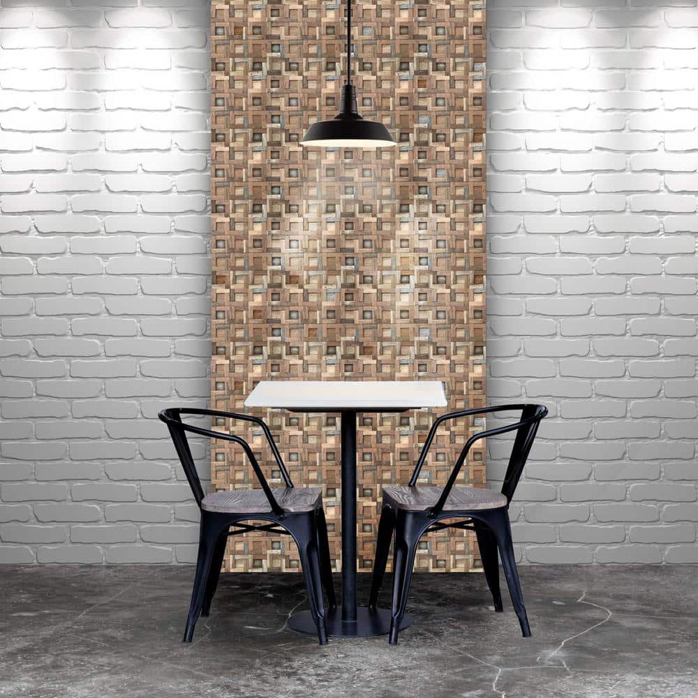 Natural Finish Reclaimed Wood Mosaic Wall Tile 11-Pack