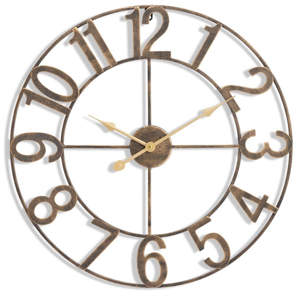 Bronze Metal Analog Classic Numeral Wall Clock