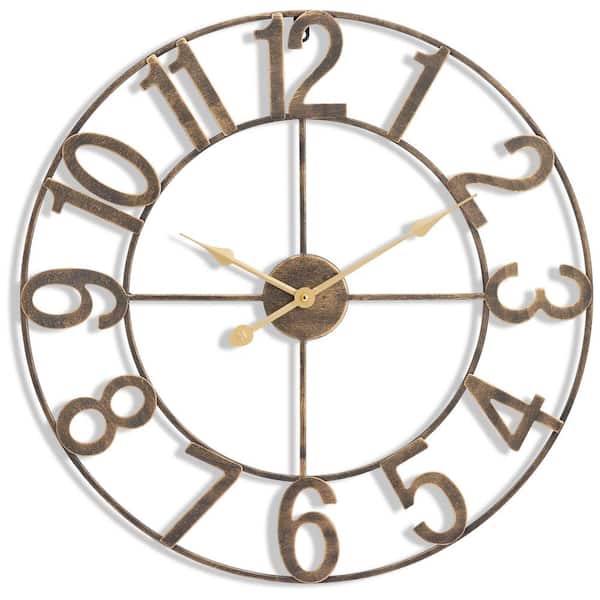 Sorbus Bronze Metal Analog Classic Numeral Wall Clock