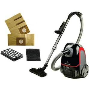 Corded Bagged Canister Vacuum 3-Stage Filtration with Hepa Filter, Energy-SAVING, Black Bundle
