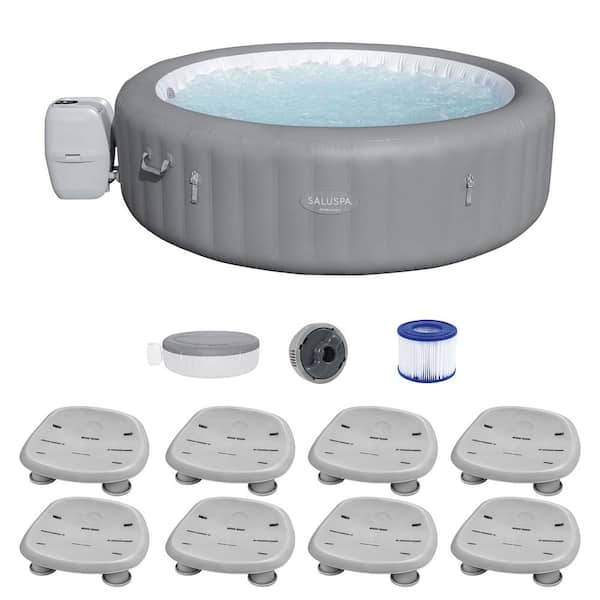 Bestway Santorini 7-Person HydroJet Hot Tub with Set of 8 SaluSpa Pool and Spa Seat
