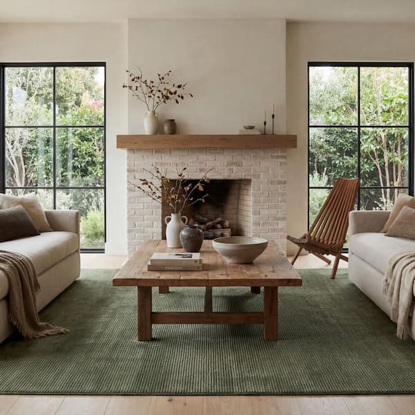 Anwen Abstract Washable Area Green 9 ft. x 12 ft. Indoor Area Rug