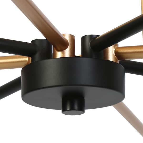 Zevni Modern Transitional 6-Lights Black and Gold Square
