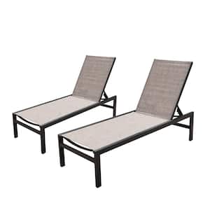 Modern Full Flat Aluminum Patio Reclining Adjustable Chaise Lounge with Sunbathing Textilence in Beige
